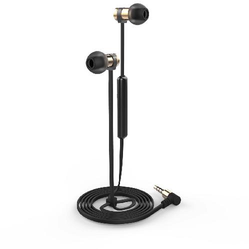 EARMAC MSE-01 Earphone Metal Slim Edition In-ear Aluminum Microphone Flat Cable Black